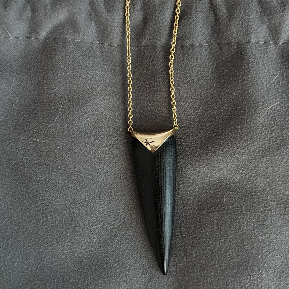 Triangular Pendant on Long Chain - Picture 2 of 3